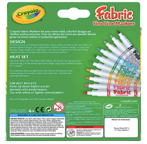 Crayola Fine Tip Fabric Markers